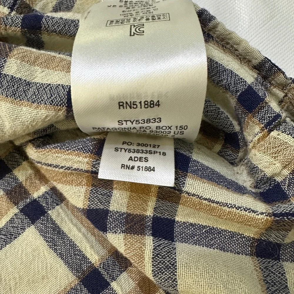 Patagonia Organic Cotton Plaid‎ Long Sleeve Button Down Shirt Mens L Lightweight